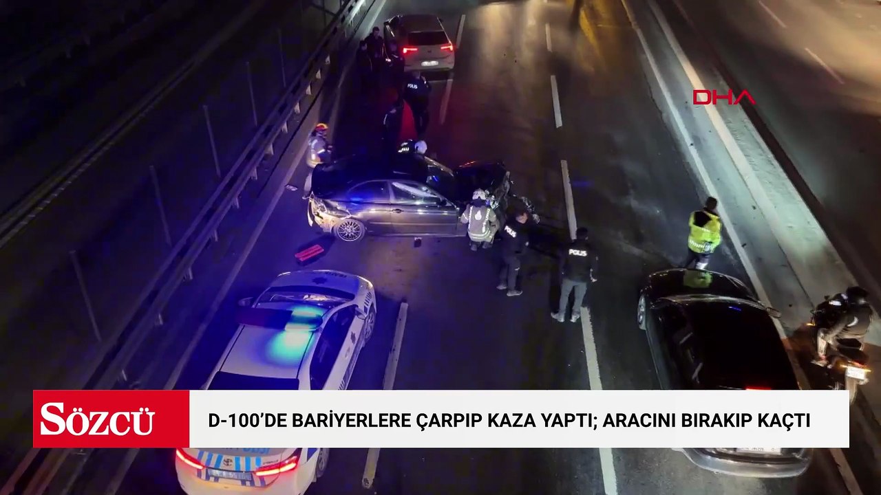 D-100’de bariyerlere çarpıp kaza yaptı; aracını bırakıp kaçtı