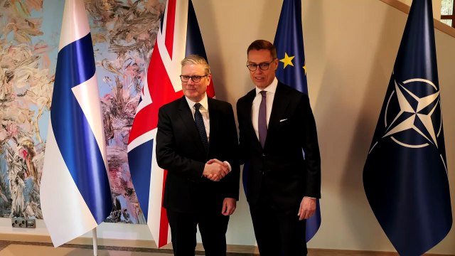 Starmer greeted by Finish president as he arrives for summit