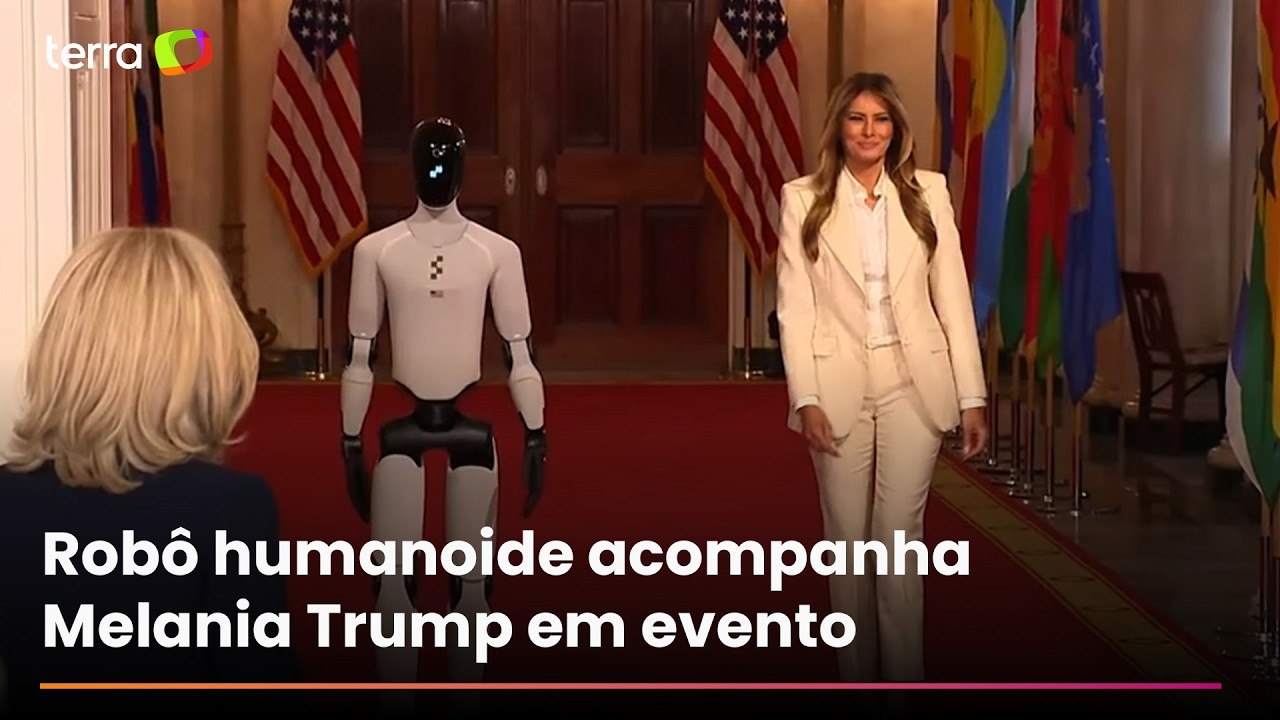 Melania Trump leva robô humanoide para evento na Casa Branca sobre IA
