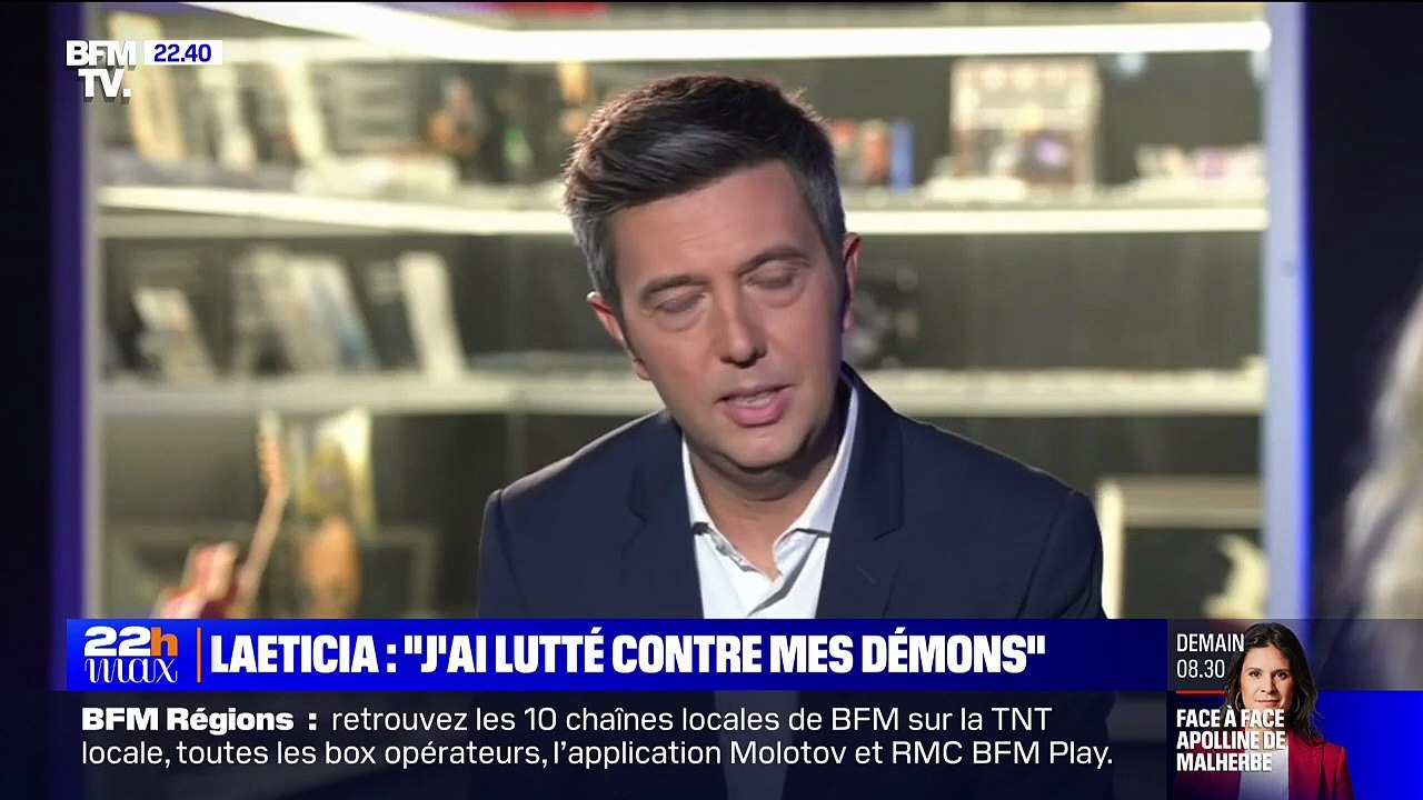 2023 – Laeticia Hallyday – Interview avec Maxime Switek autour de l’exposition Johnny (22H Max – BFMTV, 21 Décembre)