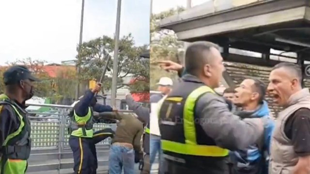 VIDEO | Vigilantes de Transmilenio protagonizaron fuerte pelea con grupo de colados