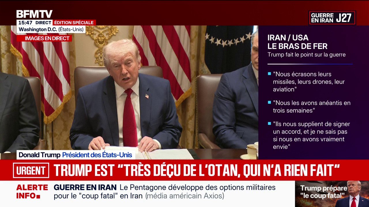 "Le régime iranien admet sa défaite décisive" assure Donald Trump lors de son point sur la guerre contre l'Iran