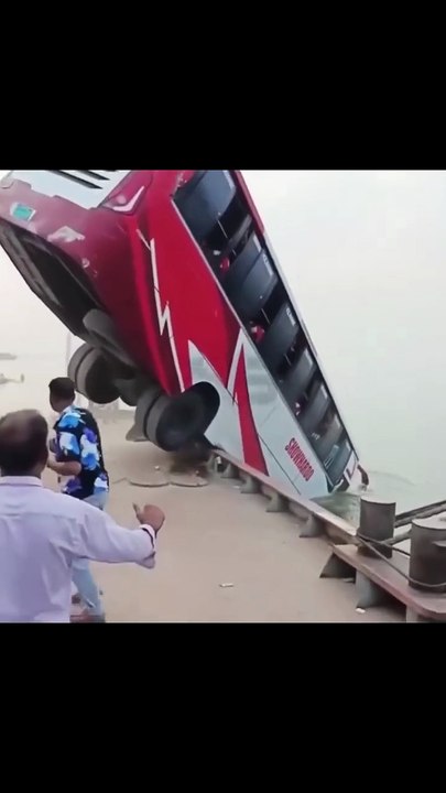Shocking Moment Bus Falls into Padma River at Daulatdia Ferry Terminal