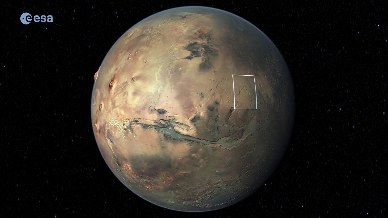 Fly Over Mars' Xanthe Terra Highland Region and Its 3.5 Billion-Year-Old Channels