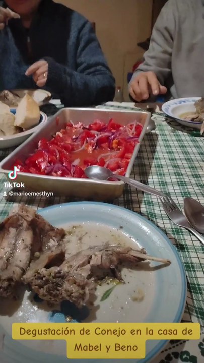 Disfrutando encasa de Mabel & Beno un esquisito Conejo al Jugo