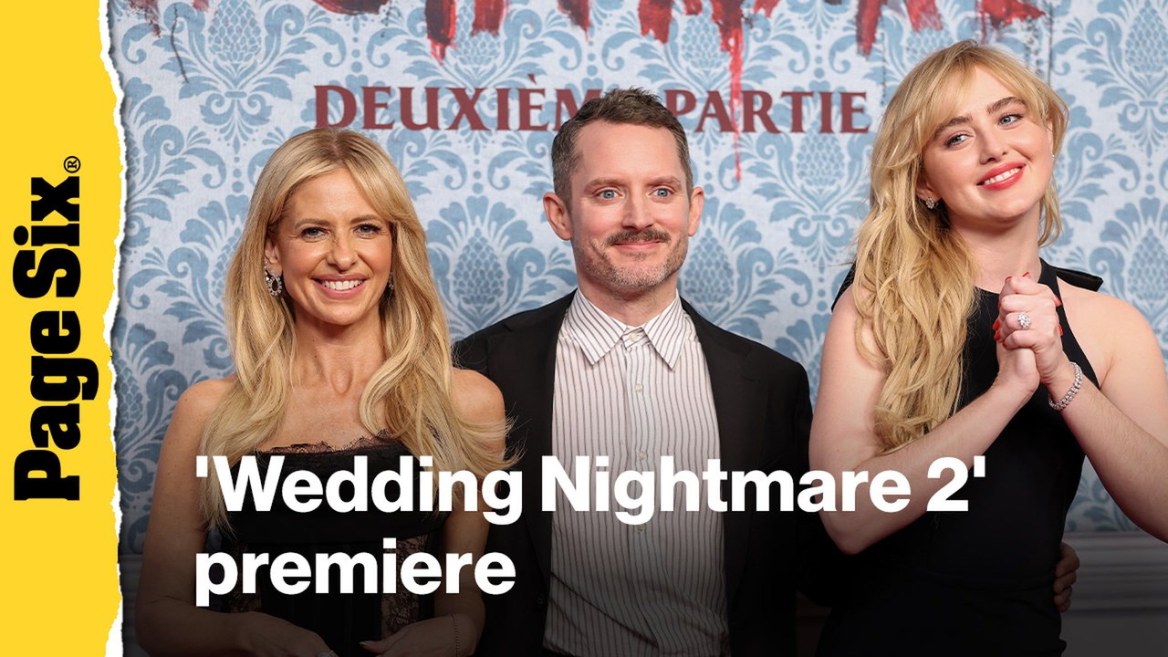 Sarah Michelle Gellar, Elijah Wood & Kathryn Newton attend the 'Wedding Nightmare 2' premiere