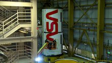 Time-Lapse Of Artemis 2 Rocket Booster Having The NASA Worm Logo Painted