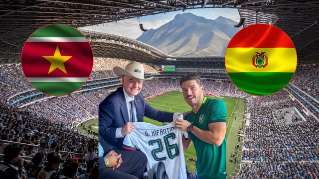Gianni Infantino se hace presente en Monterrey junto a Samuel García en el Bolivia vs Surinam