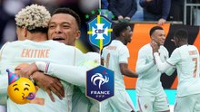 Selección Francesa y Mbappé celebran la victoria en el partido amistoso ante Brasil