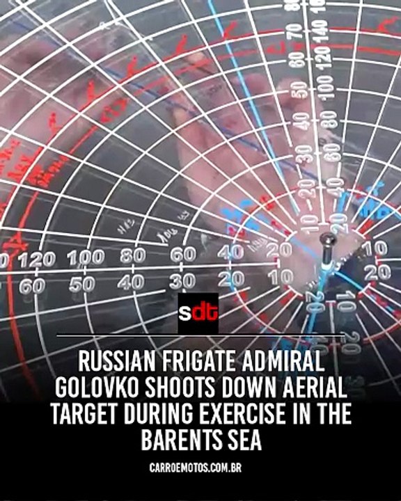 Russian frigate Admiral Golovko shoots down aerial target during exercise in the Barents Sea