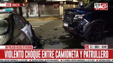 Impresionante choque entre camioneta y patrullero: hay un policía herido