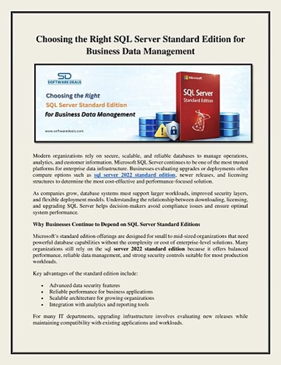 Choosing the Right SQL Server Standard Edition for Business Data Management