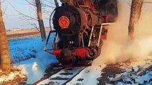 Vintage Steam Train Amazing Winter Train Scene 🚂