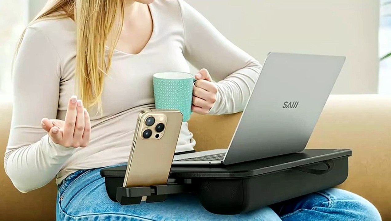 SAIJI Laptop Stand for Bed & Lap Desk with Drawer & Phone Holder