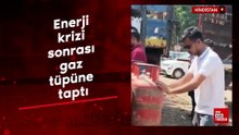 Enerji krizi sonrası bir kişi gaz tüpüne tapındı