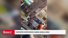 Maltepe’de tartıştığı sürücünün camını kaskla kıran motosikletli kamerada