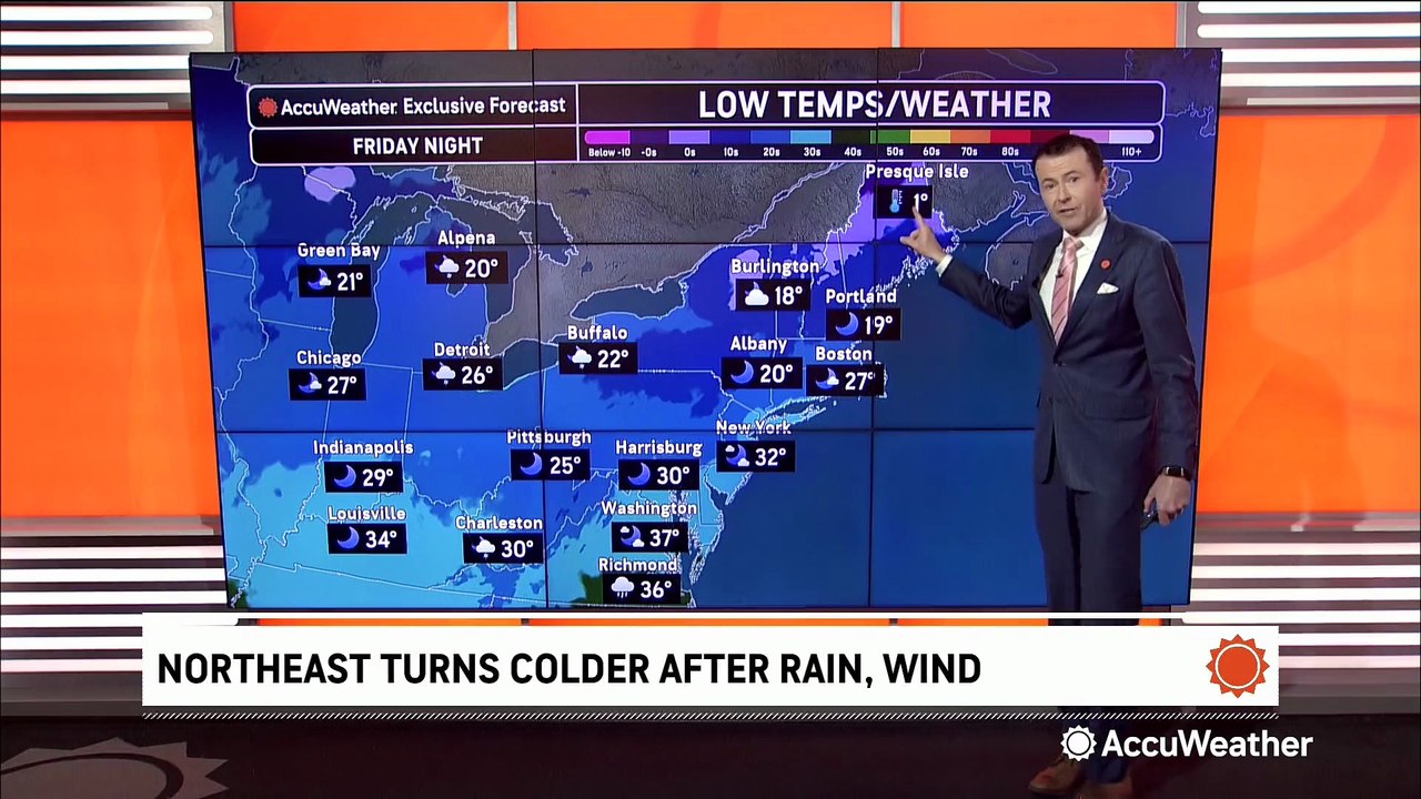 Northeast turns colder after rainy Thursday night