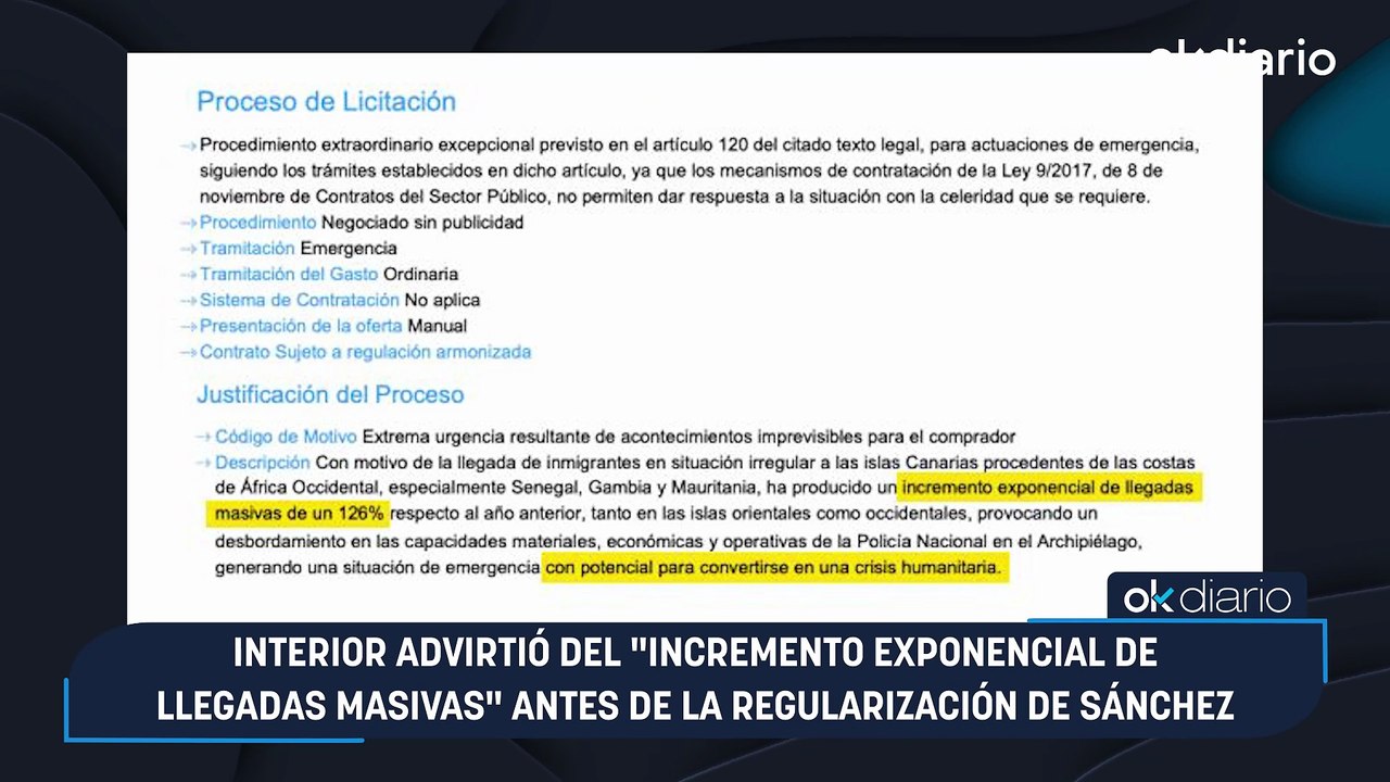 Interior advirtió del "incremento exponencial de llegadas masivas" antes de la regularización de Sánchez