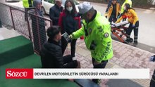 Devrilen motosikletin sürücüsü yaralandı