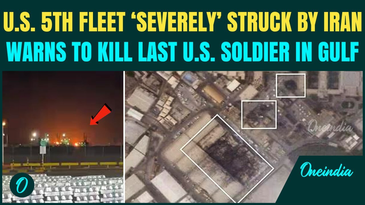 U.S. 5th Fleet in Bahrain ERUPTS Into Flames After Iran Missile Strike; Key Industrial Site Targeted
