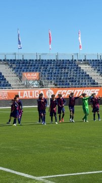 La celebración del Barça tras ganar el Miniclásico