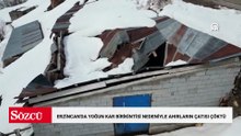 Erzincan'da yoğun kar birikintisi nedeniyle ahırların çatısı çöktü