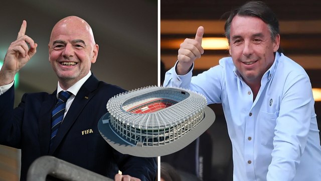 Gianni Infantino y Emilio Azcárraga reaccionan a las renovaciones del Estadio Azteca desde la cancha
