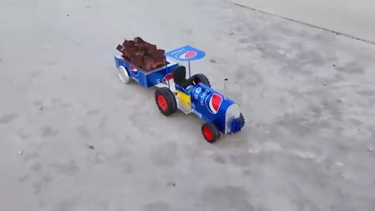 How to Make A tractor With Trolley from Pepsi cans 🚜 Cars at Home - DIY