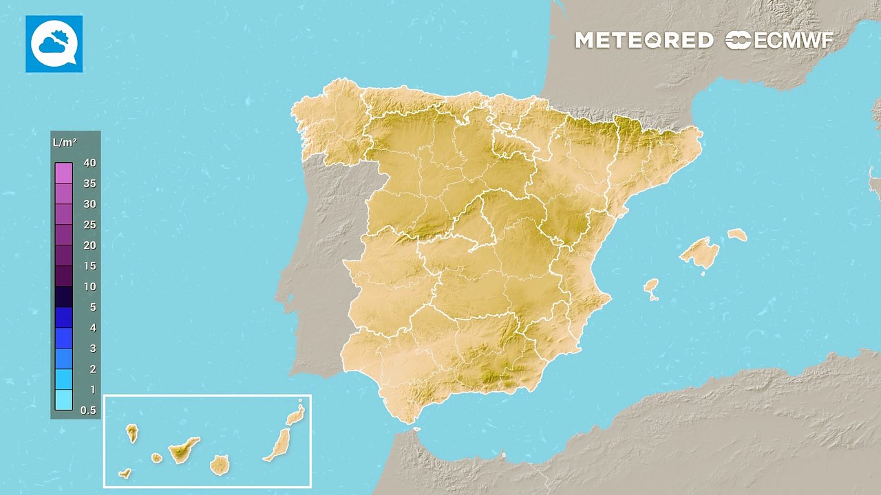 Precipitación acumulada prevista por el modelo europeo para los próximos días