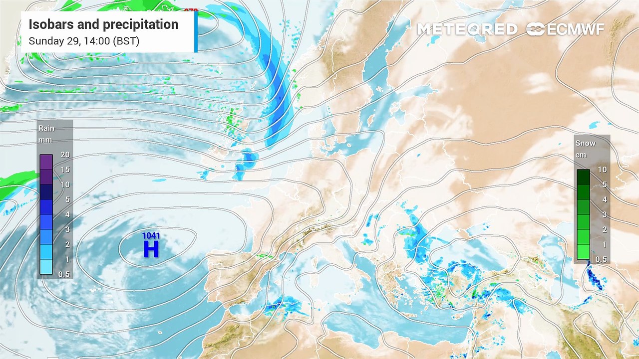 Weather front moving across the UK bringing a wet late morning and afternoon