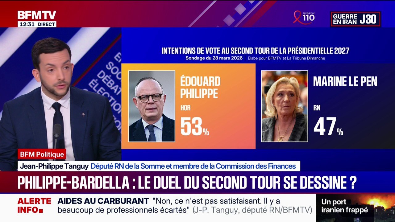 “Édouard Philippe est dangereux pour la France”: Jean-Philippe Tanguy (RN) réagit au sondage Elabe sur la présidentielle 2027