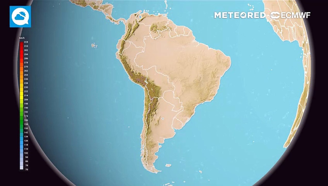 Domingo, 29 de março: ventos em 300 hPa (correntes de jato)