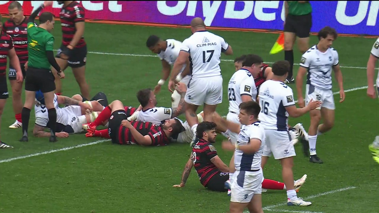 TOP 14 - Essai de Marco TAULEIGNE (MHR) - Stade Toulousain - Montpellier Hérault Rugby