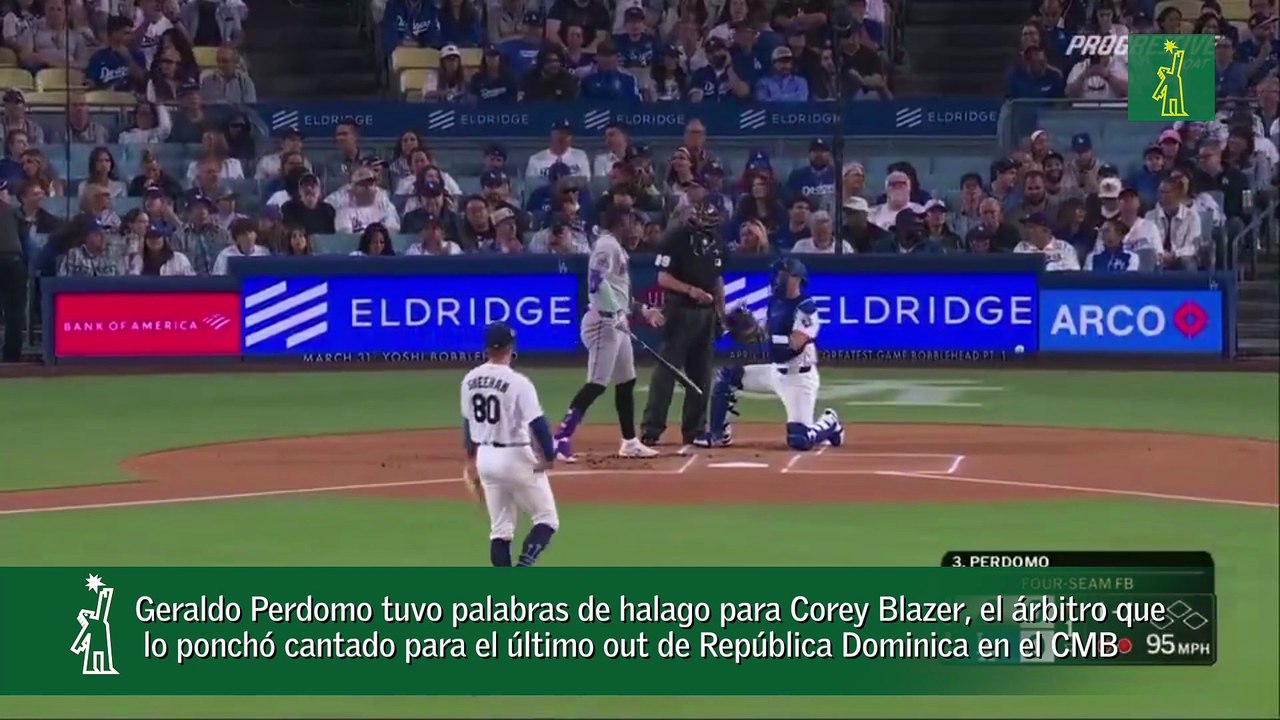 Geraldo Perdomo tuvo palabras de halago para Corey Blazer, el árbitro que lo ponchó cantado para el último out de República Dominica en el CMB