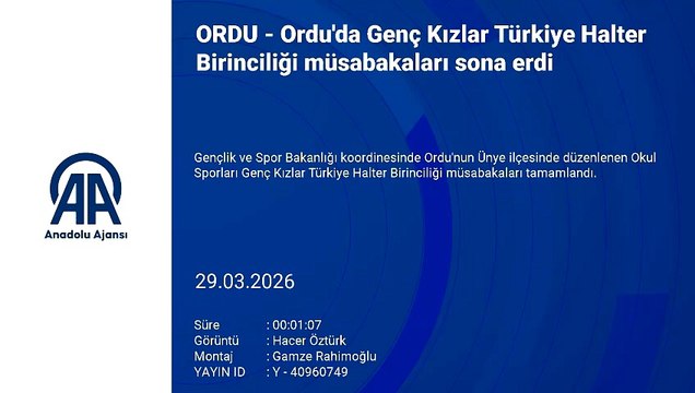 Ordu'da Genç Kızlar Türkiye Halter Birinciliği müsabakaları sona erdi | Ajansspor | AA