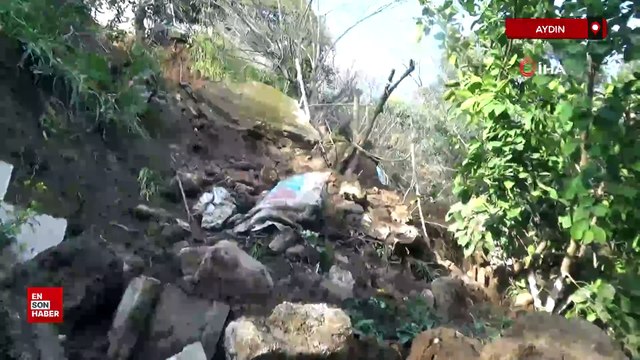Aydın'da toprak kayması sonucu evi yıkılan genç 10 dakikayla kurtuldu