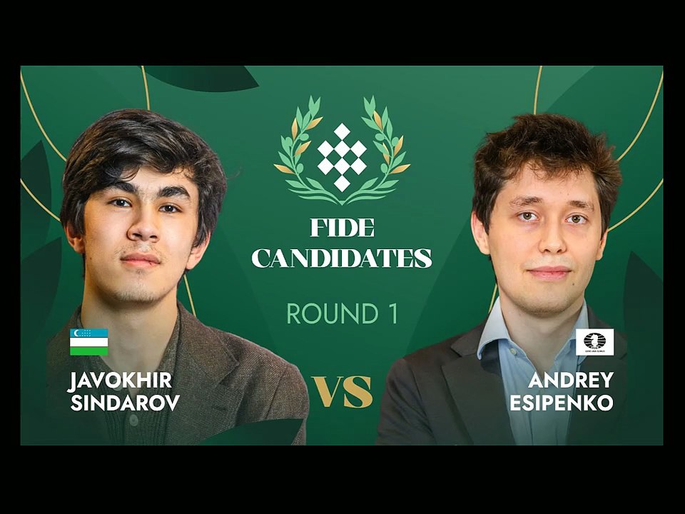 🔥 Sindarov strikes first at the Candidates!  Javokhir Sindarov defeats Andrey Esipenko in Round 1 of the Candidates Tournament 2026 with a powerful and precise performance.  A brilliant start to the tournament and a serious statement from Sindarov.  ♟️ F