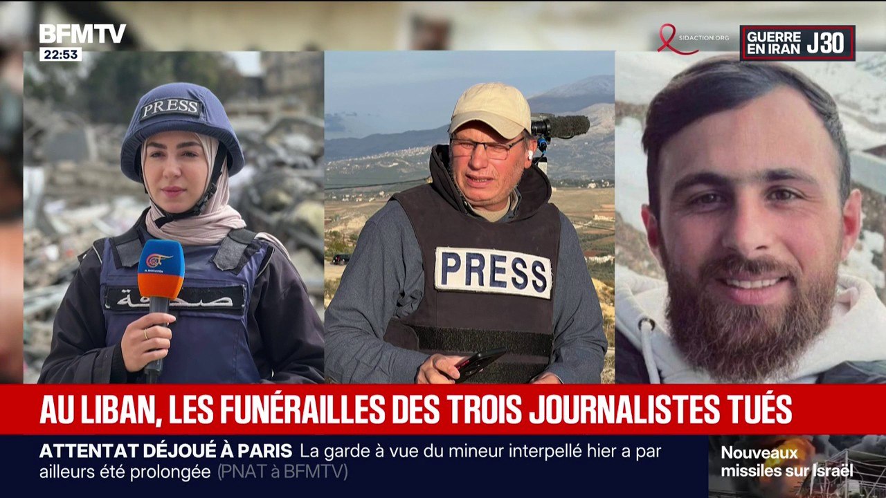 Guerre au Moyen-Orient: les funérailles des trois journalistes tués au Liban