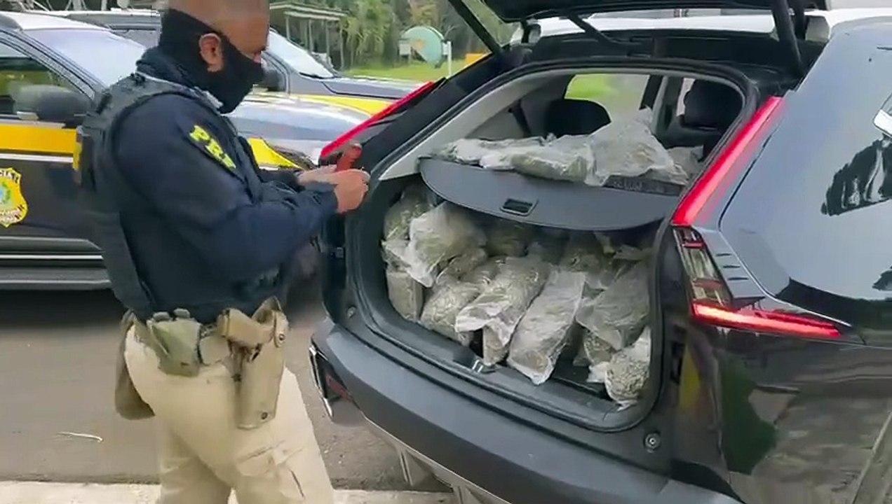PRF apreende mais de 200 quilos de maconha durante fiscalização na BR-277, em Guarapuava