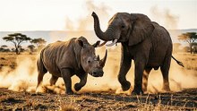 Rhino vs Elephant – Territory Clash