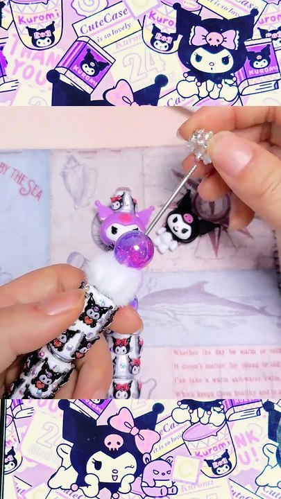 Acrylic Beads Purple Evil Girl Character Series, Random Mix
