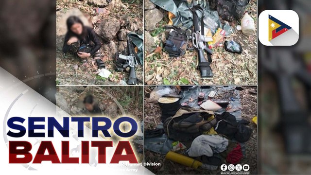 Isang babaeng miyembro ng NPA na iniwan ng kanyang mga kasama sa San Jose, Oriental Mindoro, nahuli ng mga tropa ng pamahalaan