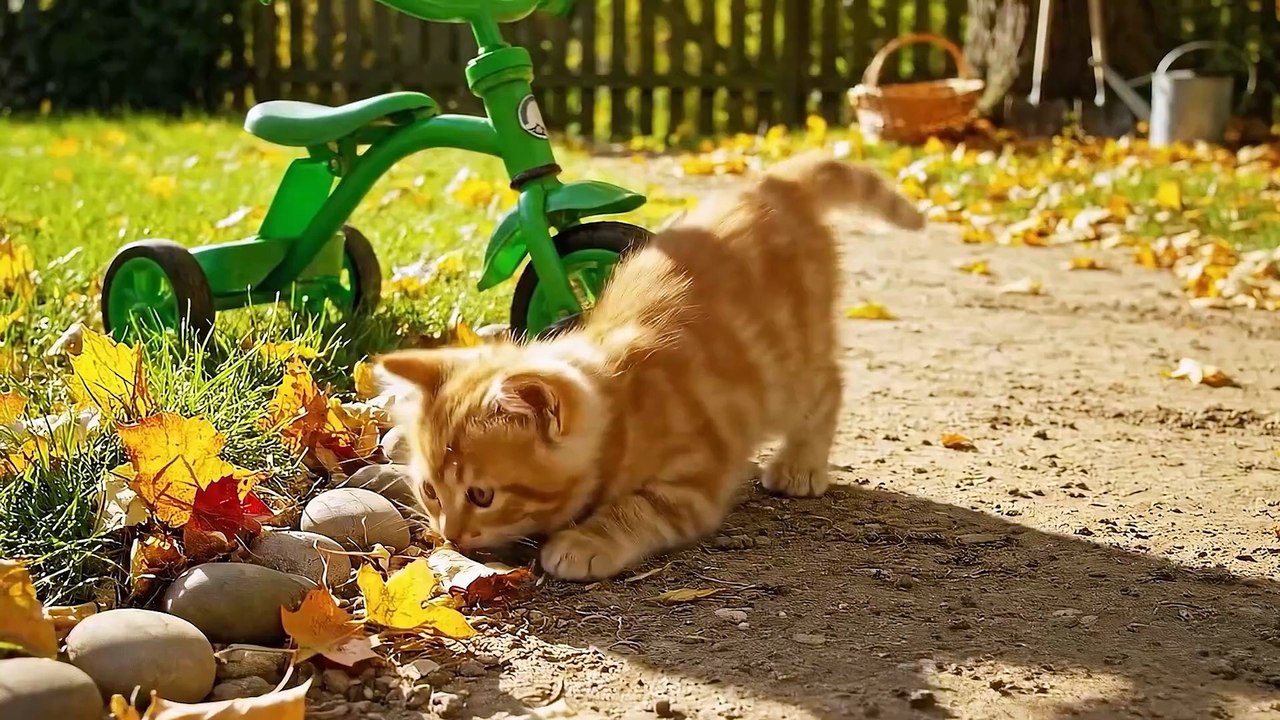 Kitten Gets a Colorful Wooden Bike from Mama Cat for Cute Animated Story for Kids and family