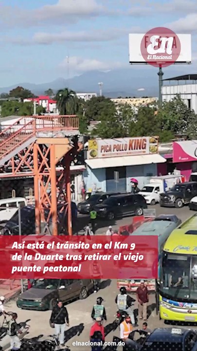 Así está el tránsito tras retiro de puente peatonal en el kilómetro 9 de la autopista Duarte