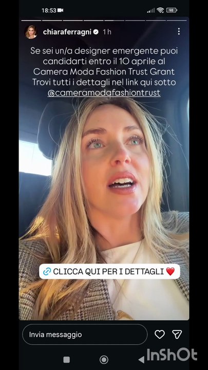 Chiara Ferragni story concorso per nuovi stilisti