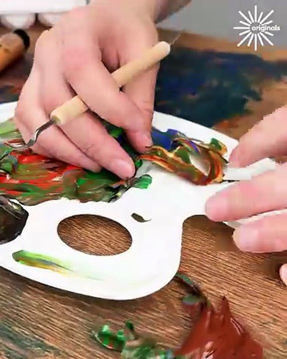 Satisfying ASMR removing colors from mixing plate! 🎨🔊