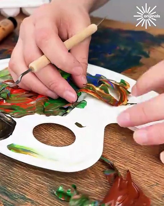 Satisfying ASMR removing colors from mixing plate! 🎨🔊