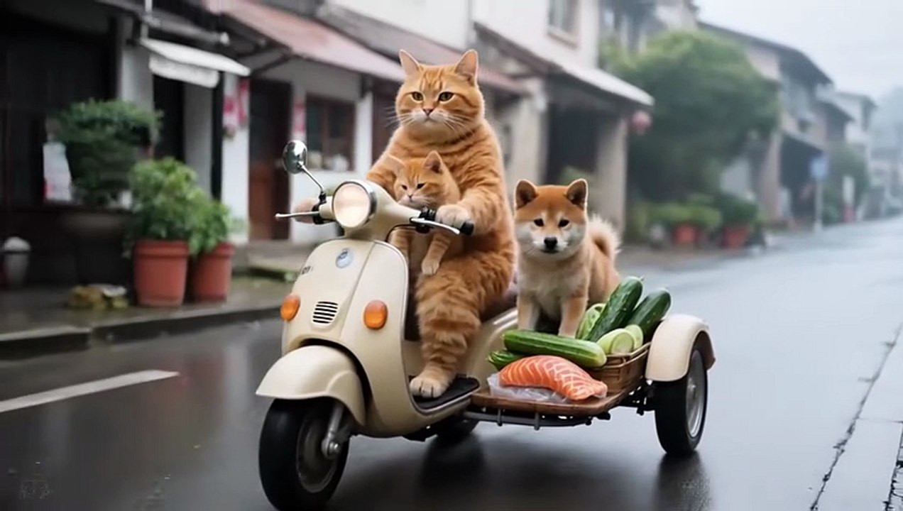 (88) Ginger and Mama Cat Adopt a Stray Shiba Inu and Make Delicious Salmon Sushi Together!