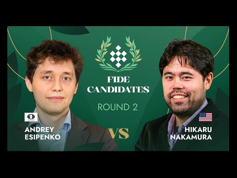 ♟️ Esipenko vs Nakamura – a solid Candidates battle! Andrey Esipenko faced Hikaru Nakamura in Round 2 of the FIDE Candidates Tournament 2026. Both players pushed carefully in this high-level encounter, but the game ultimately ended in a balanced draw.