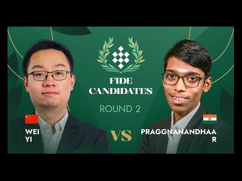 ♟️ Wei Yi vs Praggnanandhaa – a strong Candidates clash! Wei Yi faced R Praggnanandhaa in Round 2 of the FIDE Candidates Tournament 2026. Both players fought a deep strategic battle, but neither side could break through, and the game ended in a draw. #